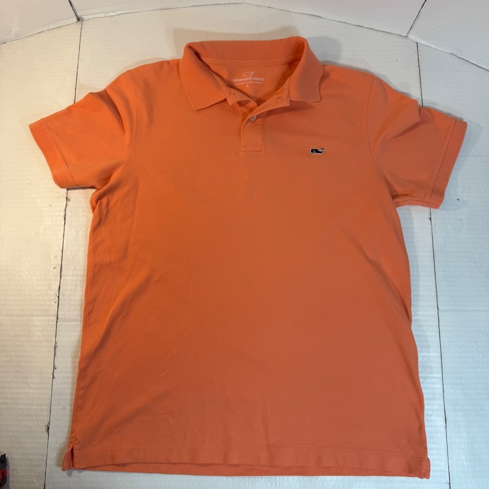 Vineyard Vines Men's Polo Shirt Orange Short Sleeve Logo preppy coastal‎ Clemson